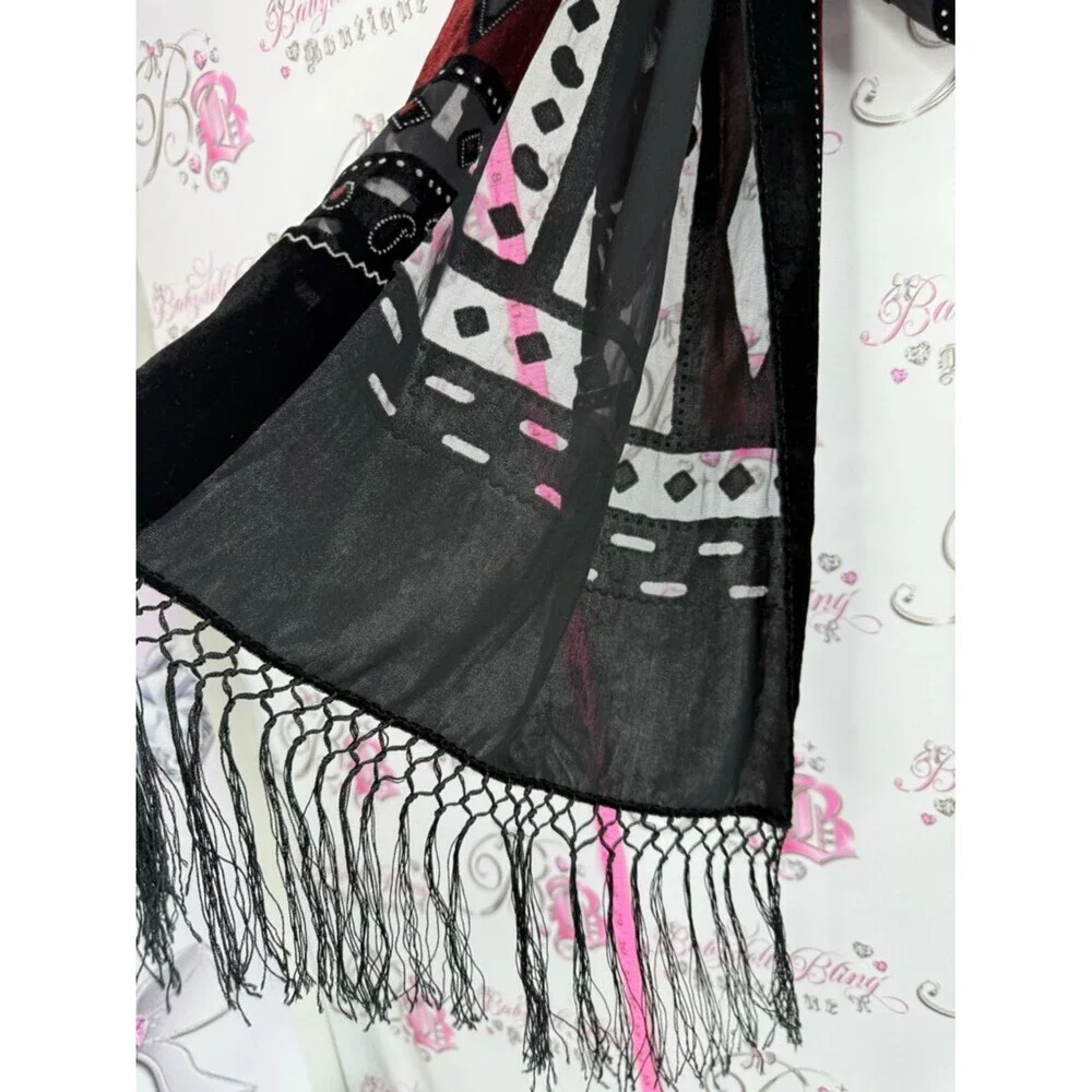 Scarf wrap Black and Burgundy Embellished Women's Scarf - Brand Unbranded
